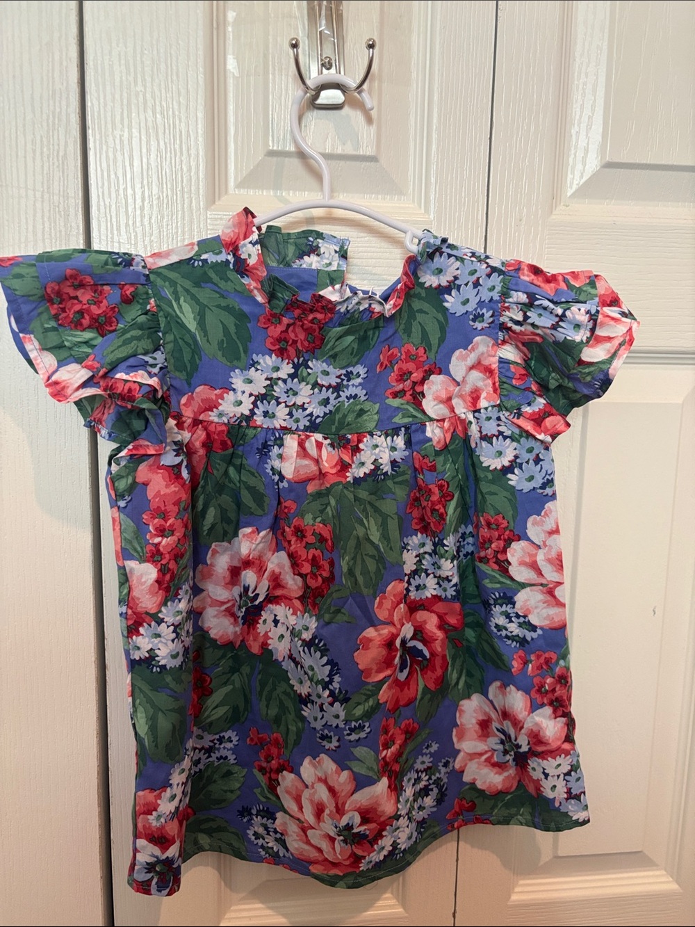 Janie and Jack Purple Floral Ruffle Sleeve Top